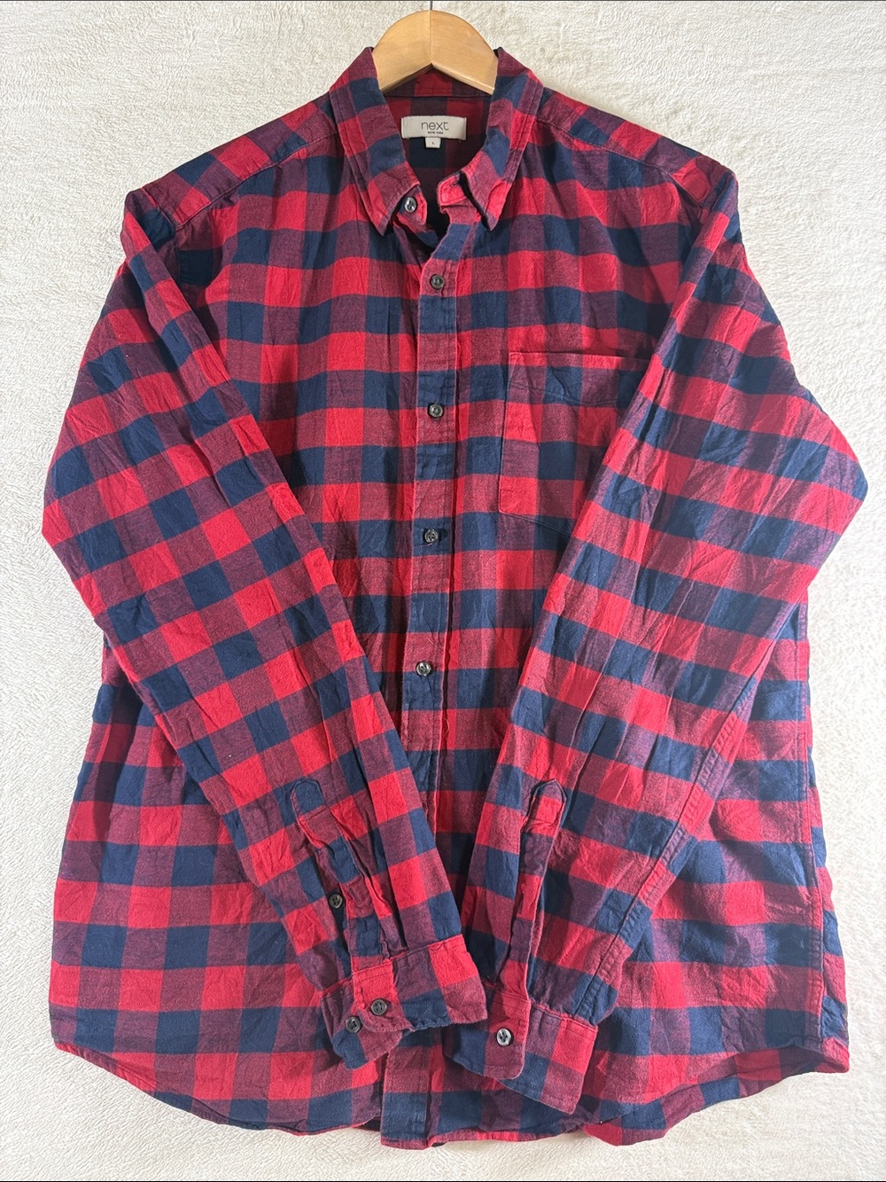 next Red and Navy Plaid Button-Down Shirt
